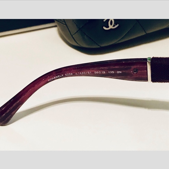 CHANEL CatEye Velvet Violet Stripe Sunglasses NWOT
